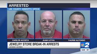 Trio arrested for attempted burglary of jewelry store in Lehigh Acres