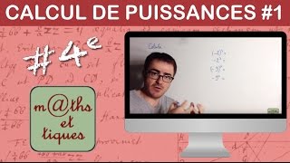 Calculer les puissances avec les nombres relatifs - Quatrième