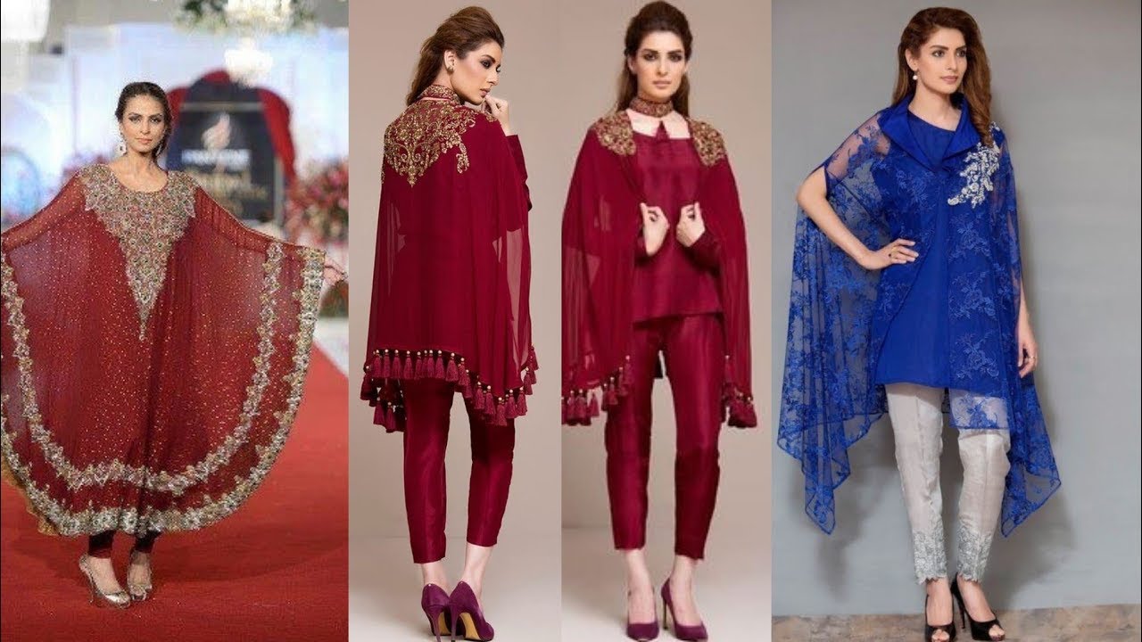 latest pakistani cape style dresses