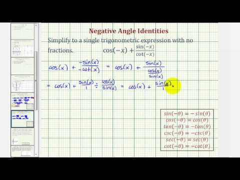 Ex 2: Simplify a Trigonometric Expression Using Negative Angle Identities