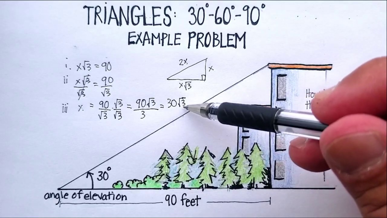 Triangles: Special Right Triangles 30-60-90 (Example Problem) - YouTube
