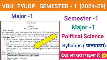 Semester -1 Major Political Science Syllabus 2024 28  | FYUGP Semester -1 Political Science Syllabus