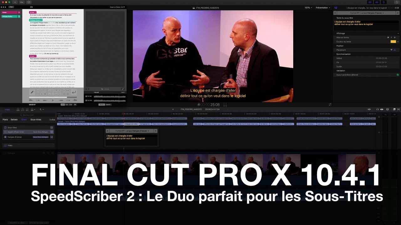 FCPX 10.4.1+ SpeedScriber 2: Le duo parfait pour le sous-titrage ! fcpx คือ
