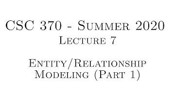 Database Systems - Lecture 7 - E/R Modeling I