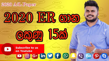 A/L ICT 2020 A/L ICT PAPER ER Diagram Question  | 2020 භූතාර්ථ සටහන් ගාන 15 Marks..