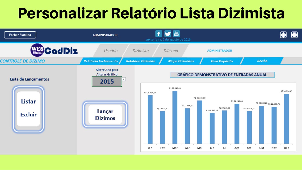 Relatório Lista - Planilha Dízimo