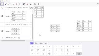 Creating table in Geogebra