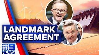 Landmark agreement to fund rapid transition to renewable energy | 9 News Australia