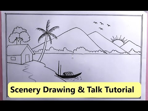 How to Draw a scenery drawing | Pencil Drawing scenery Very Easy