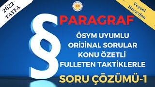 Paragraf Soru Çözümü-1 Ösym Uyumlu Orijinal Sorular Konu Özetli Fulleten Taktikler