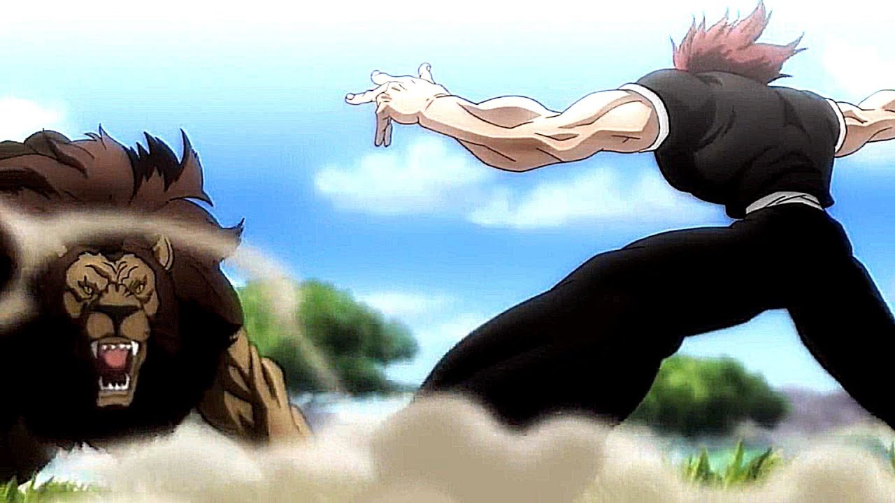 Hanma Yujiro vs African Lion and Baki Image Training Scene HD | BAKI