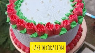 ROSES AND PETALS easy cake decoration 🎂 quick and elegant idea 🎂 #trendingvideo #cakedecoration