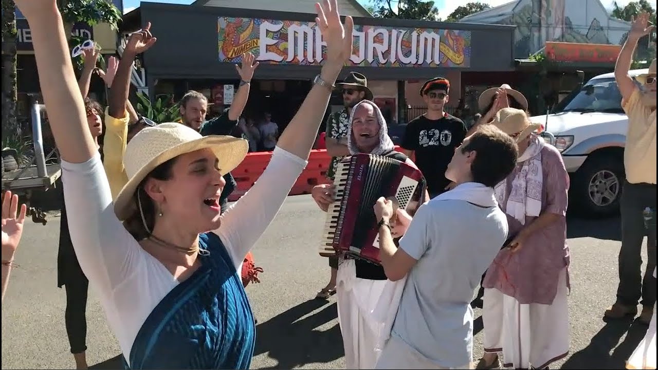 Harinama at Mardi Gras festival - Nimbin - Apr 2019.