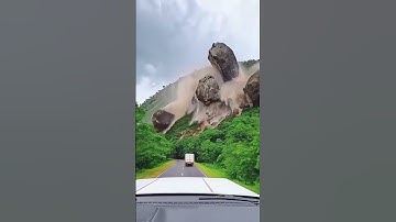 GIANT Rock Crashes Down Mountain! 😱💥 Caught on Camera! #Shorts