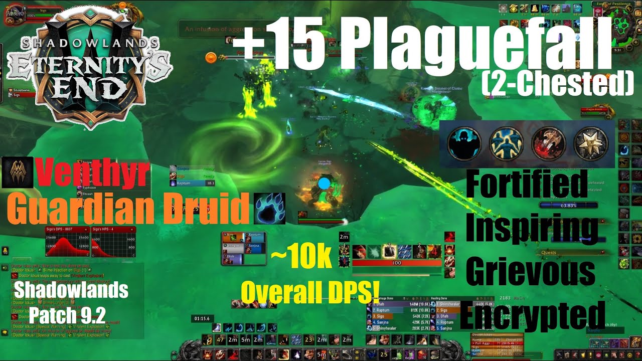 +15 Plaguefall 2 Chested Venthyr Guardian Druid PoV World of Warcraft Shadowlands 9.2 YouTube