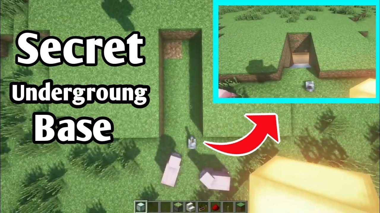 Minecraft : Underground Secret Base tutorial | Easy trick - YouTube