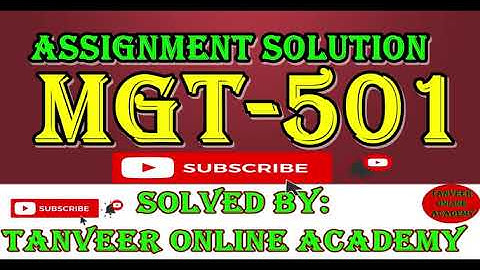 MGT 501 Assignment no 1 Solution 2020 || MGT501 Assignment 1