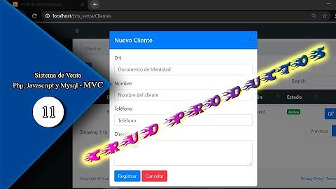 11.- Sistema de venta en PHP, Javascript y MySQL, Crud Productos