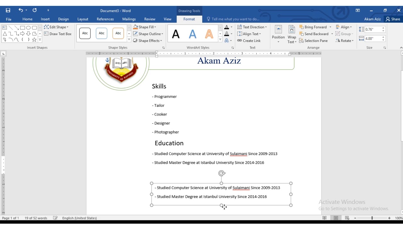 How to create CV- Kurdish دروستکردنی سی ڤی - YouTube