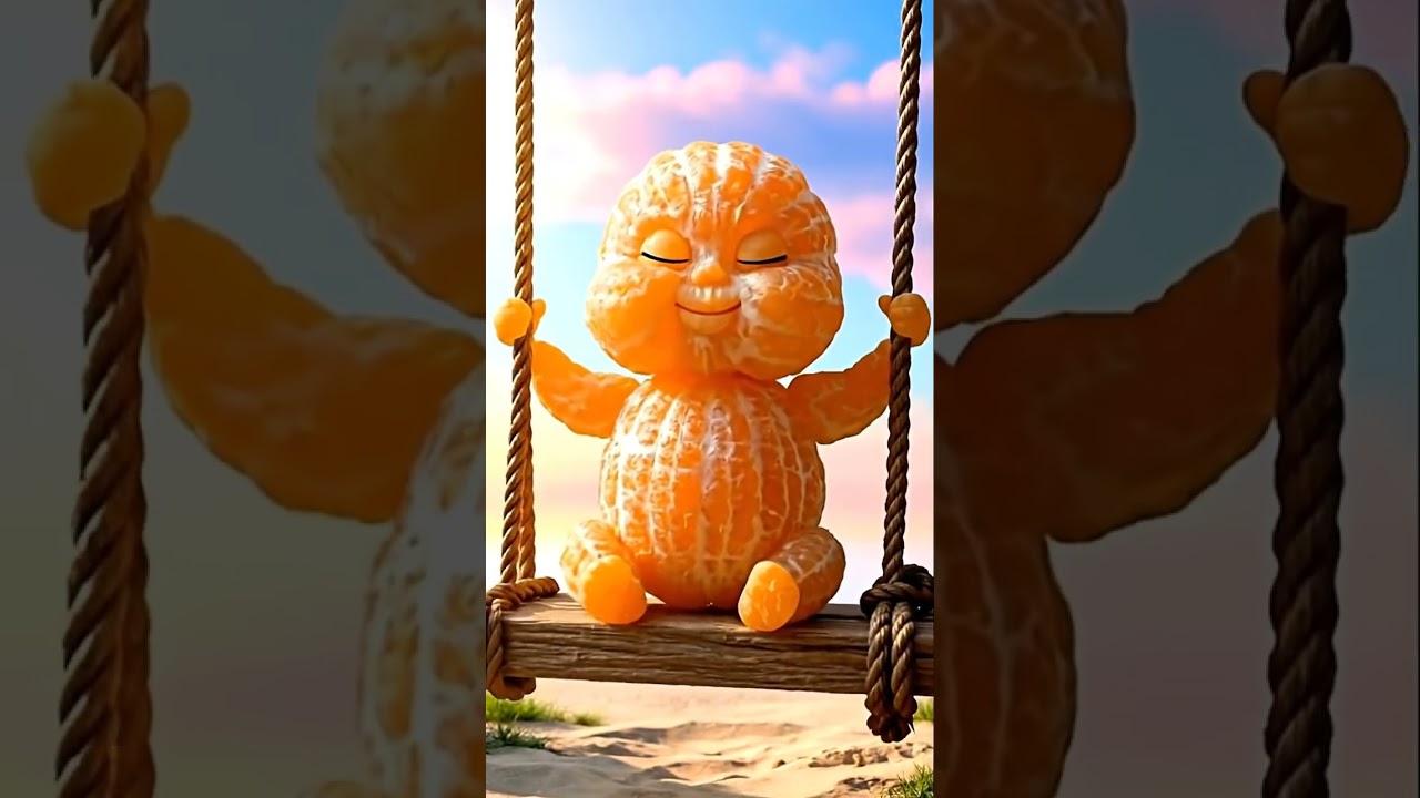 orange relaxing on swing