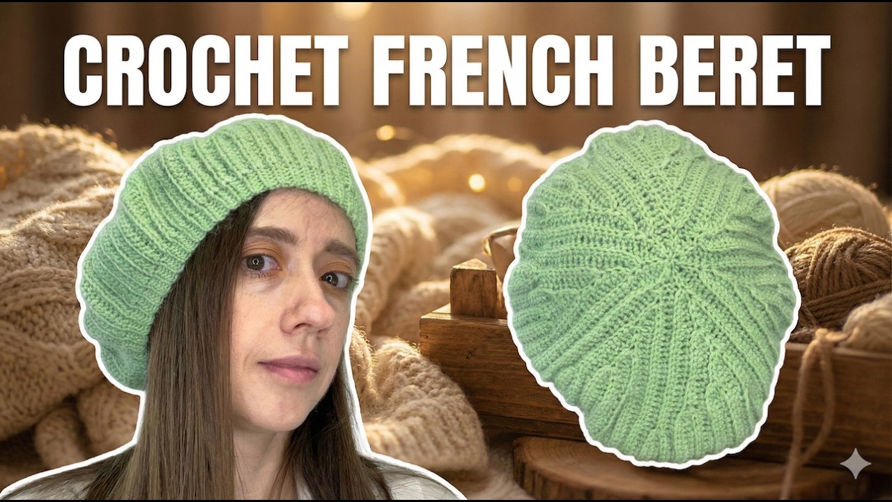 8461 Womens Mens French Beret Hat - Hand Knit 100% Cotton Crochet Caps Girl Crochet French Beret Pattern | The Ville Beret - Stitchberry main image 3