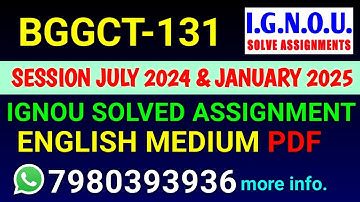 BGGCT 131 Solved Assignment 2024-25 English, BGGCT 131 Solved Assignment 24-25, BGGCT-131 Assignment