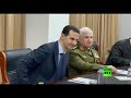 جانب من محادثات بوتين والأسد في مقر تجمع القوات الروسية في دمشق