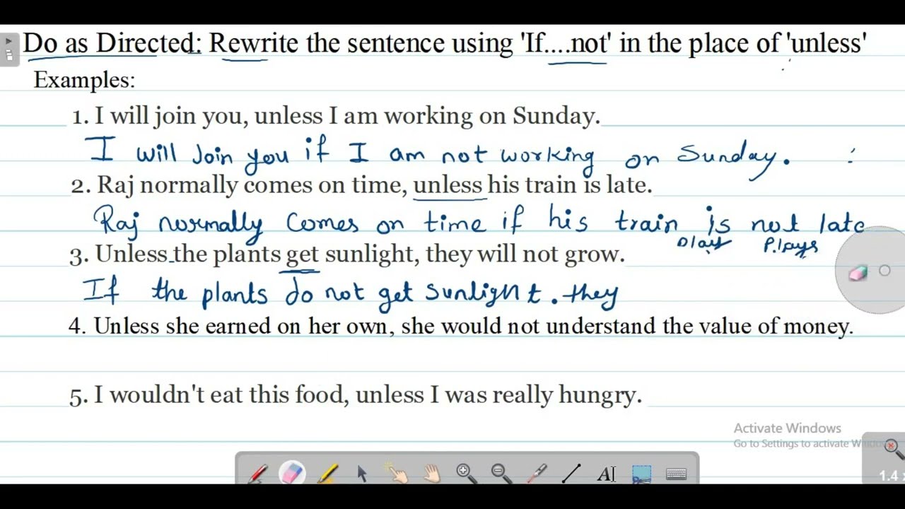 Sentences With Unless Rewrite the sentences using unless | Samokatschool.ru