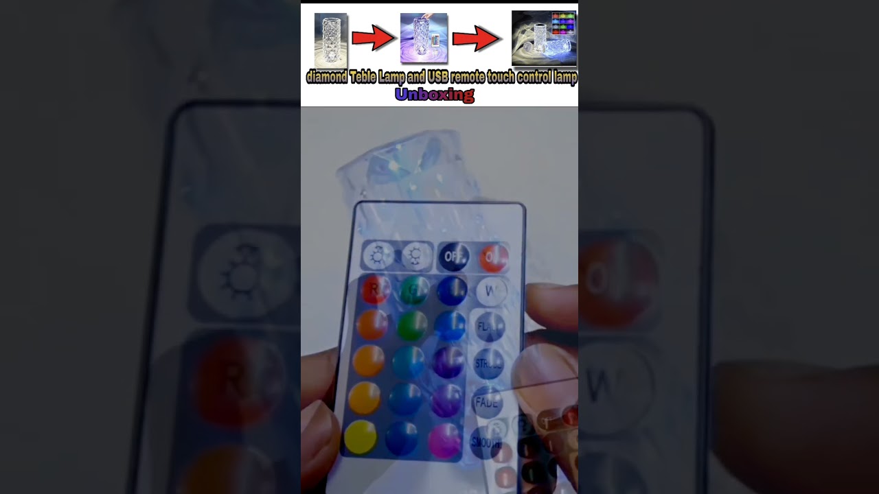 diamond Teble Lamp 🛋️💎 । lamp 16 colors and USB remote touch control lamp unboxing। 