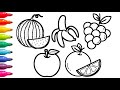 Let&#39;s Learn How to Draw Fruits Together | Drawing Coloring for Toddlers &amp; Kids