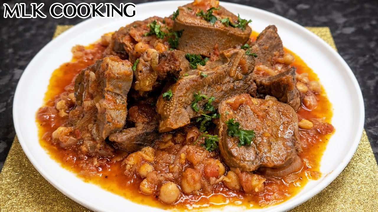 Tender Beef Tongue Stew (Chtitha Lsan) | - شطيطحة لسان بقري