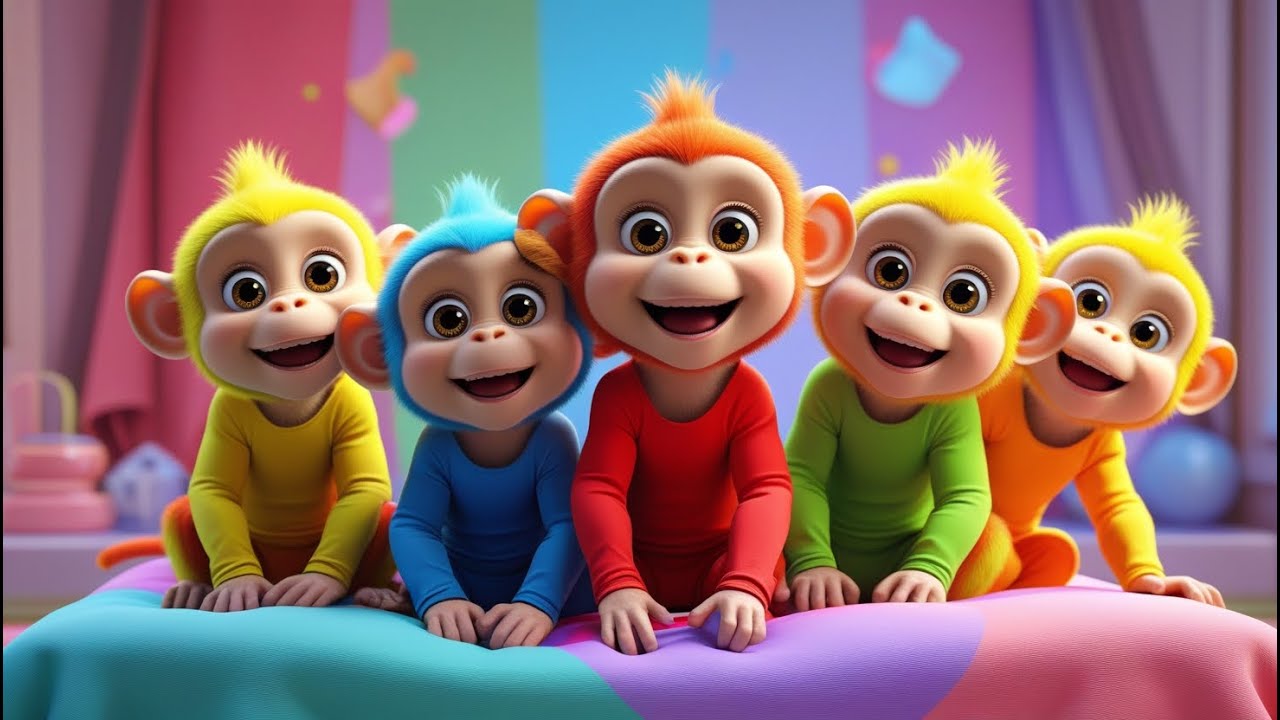 Five Little Monkeys | Fun Kids Song & Dance | Little Lala Pops - YouTube