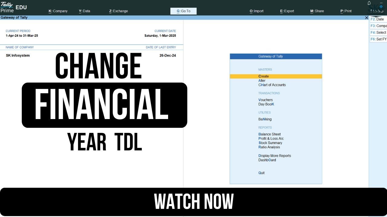 Change Financial Year in Tally | TDL Customization | No More ALT+F2