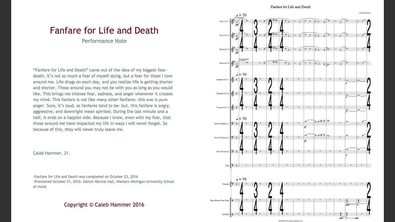 Fanfare for Life and Death [LIVE] w/score- Caleb Hammer