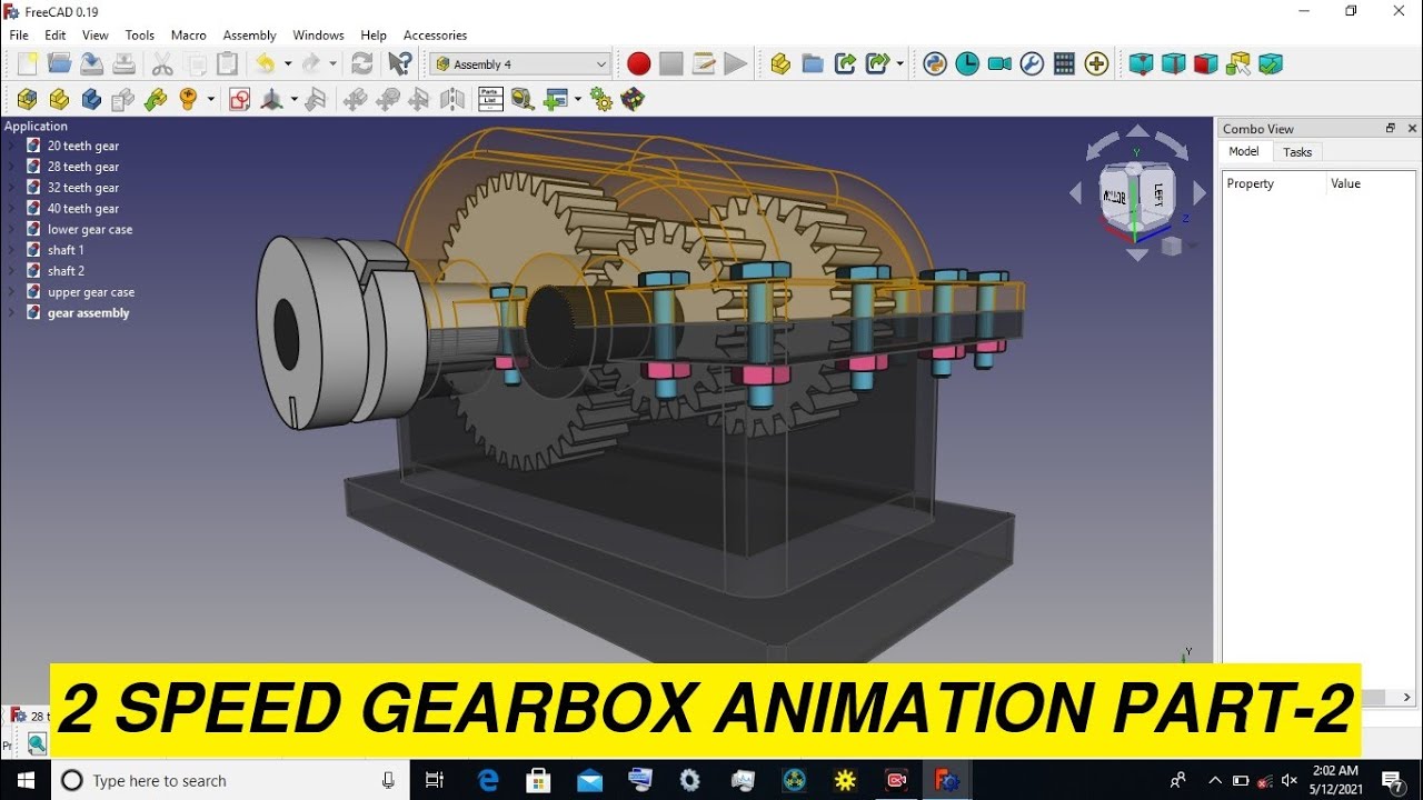FreeCAD gear box animation and design part2 YouTube