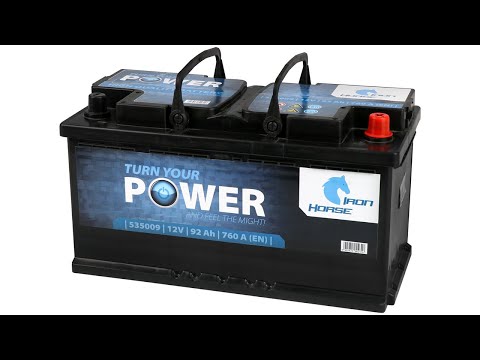 Акумулятор IRON HORSE 12V 92Ah 760A En R+ 352*175*190Мм, видео 1