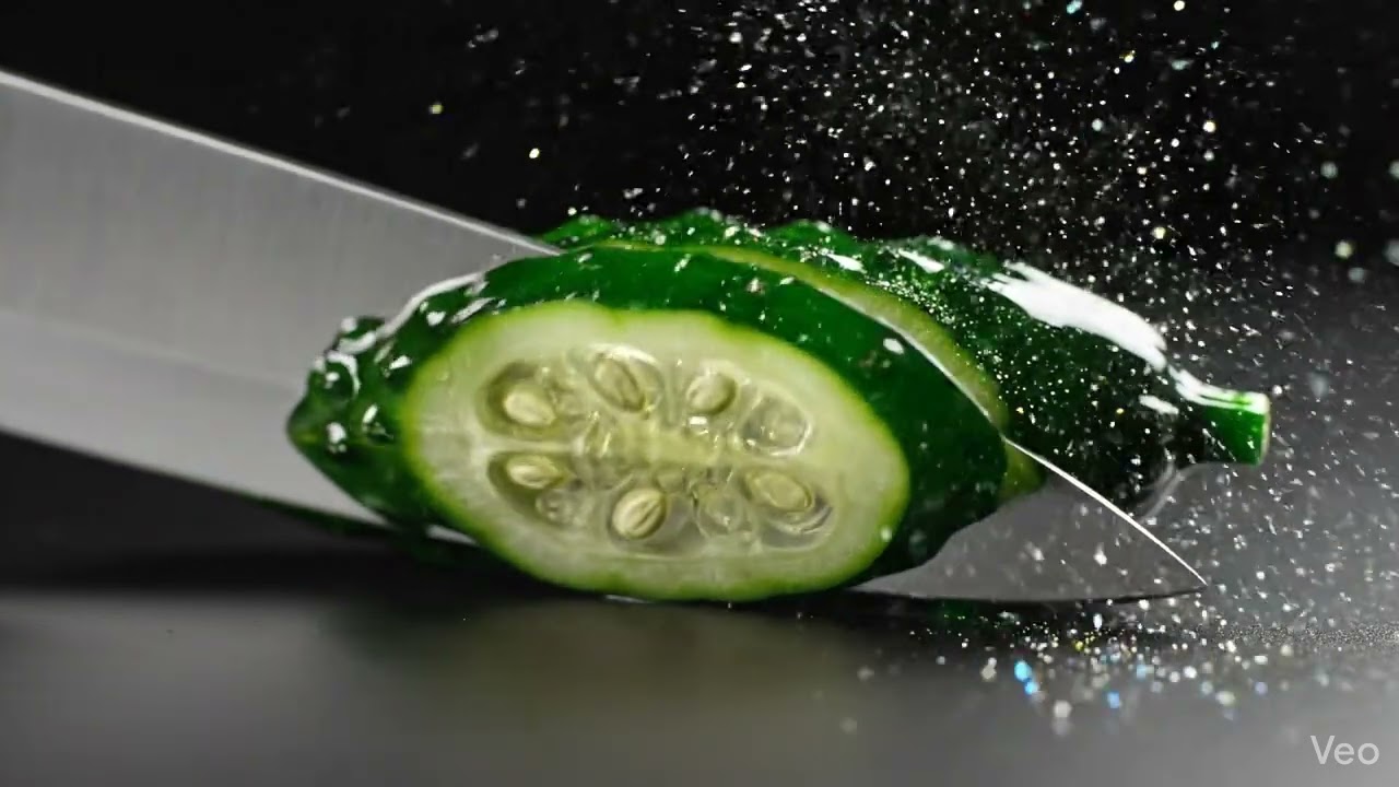Glass Fruit Cutting ASMR: The Most Realistic Emerald Cucumber Slices 🥒✨