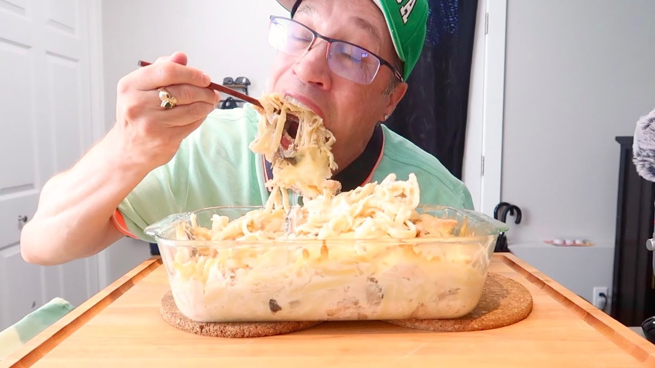 ASMR • Creamy  • Salmon  • Alfredo • Pasta  •  Mukbang Feast! • Seanusca  Food! (Tipsy )