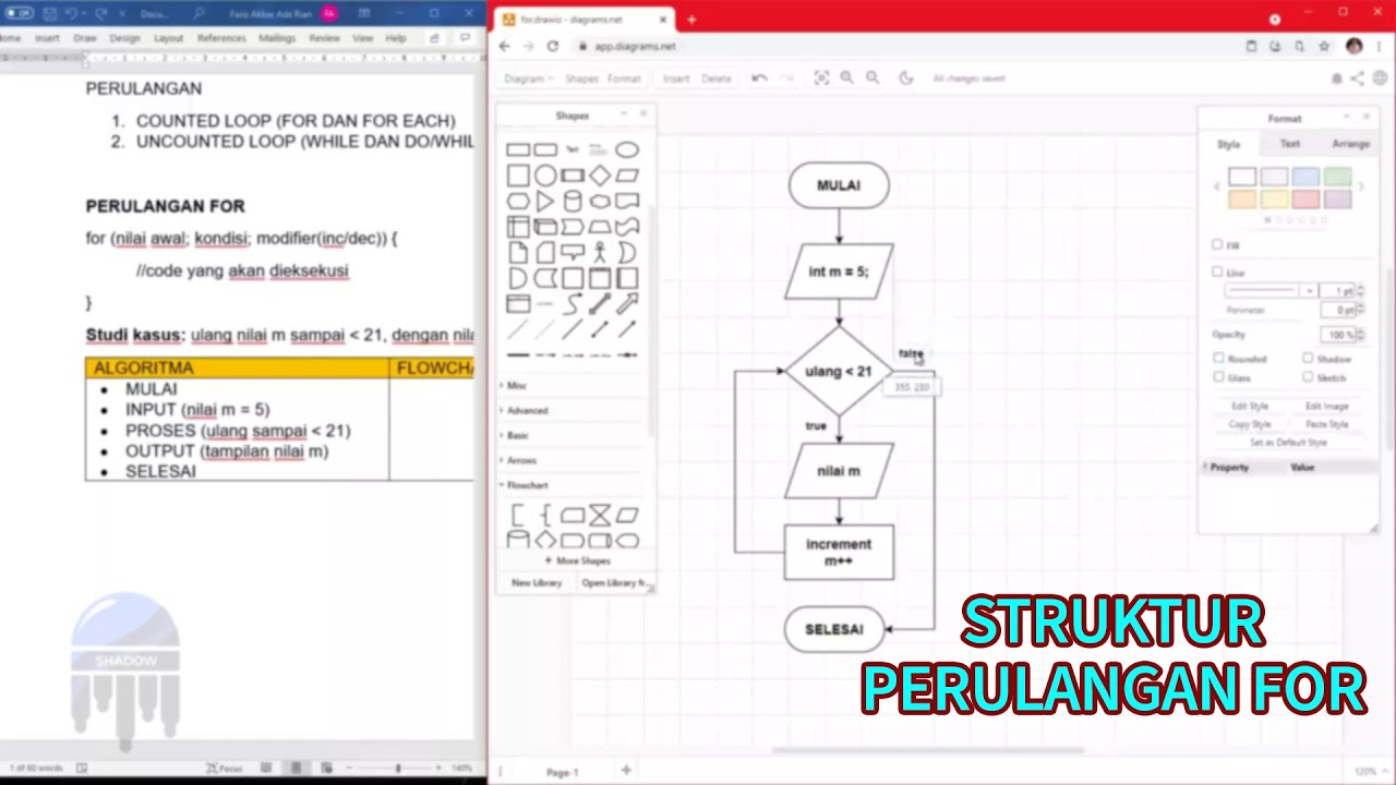 Perulangan FOR (Studi Kasus - Algoritma - Flowchart - Coding) - Dasar ...