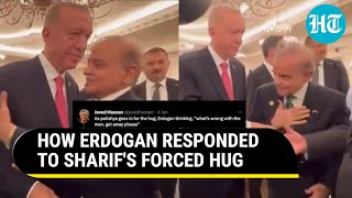 Erdogan smiles awkwardly as Pak PM forcibly hugs him again | Netizens Call Sharif A 'Disgrace'