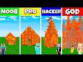 Minecraft Battle: NOOB vs PRO vs HACKER vs GOD: LAVA BLOCK HOUSE BASE BUILD CHALLENGE / Animation