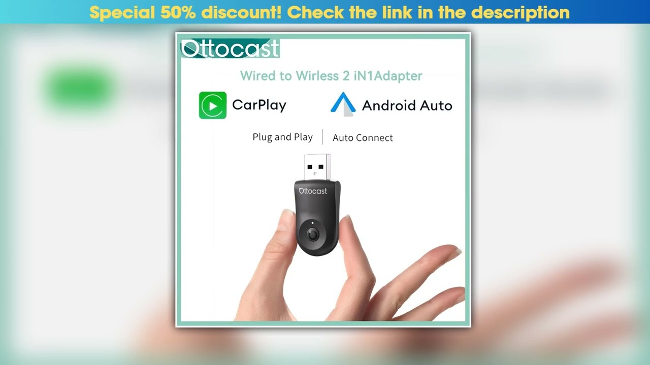OTTOCAST NEW Mini Wireless CarPlay Android Auto Wireless Adapter Plug And Play WiFi Fast Connect