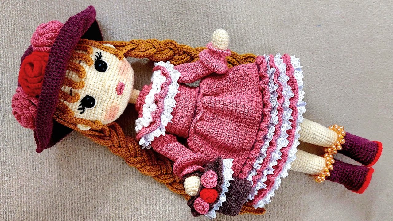 بافت عروسک باقلاب.قسمت هشتم بافت کلاه و کفش عروسک crochet doĺ  amiguruni