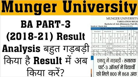 Munger University BA PART-3 (2018-21) Result Analysis बहुत गड़बड़ी किया है Result में अब किया करें?
