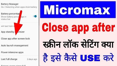 close app after screen lock।micromax phone me close app after screen lock settings use kaise kare