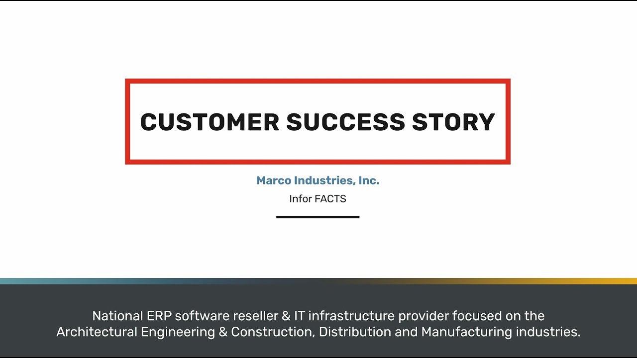 Aktion Customer Succes Story Marco Industries Infor FACTS YouTube