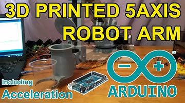 3D Printed 5 Axis Robot Arm with co-ordinated acceleration by Arduino