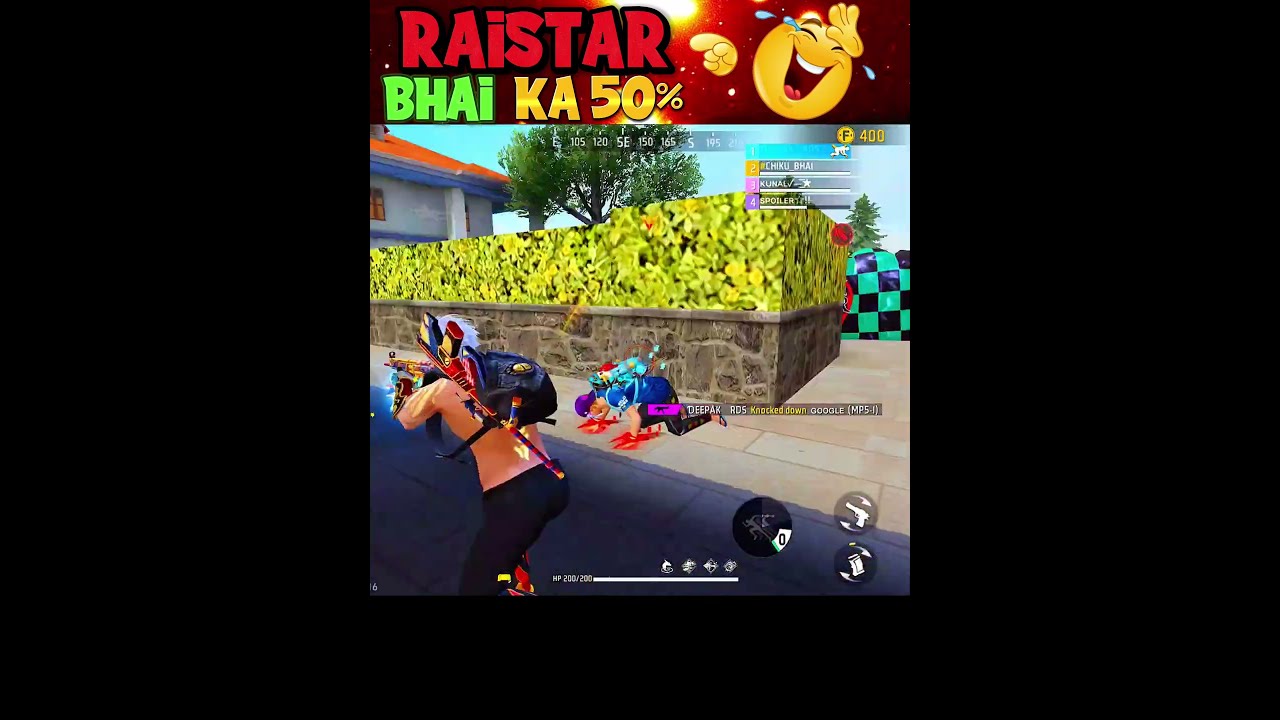 Raistar Bhai ka 50 free fire funny moments shorts freefire deepakrds freefirefunny short