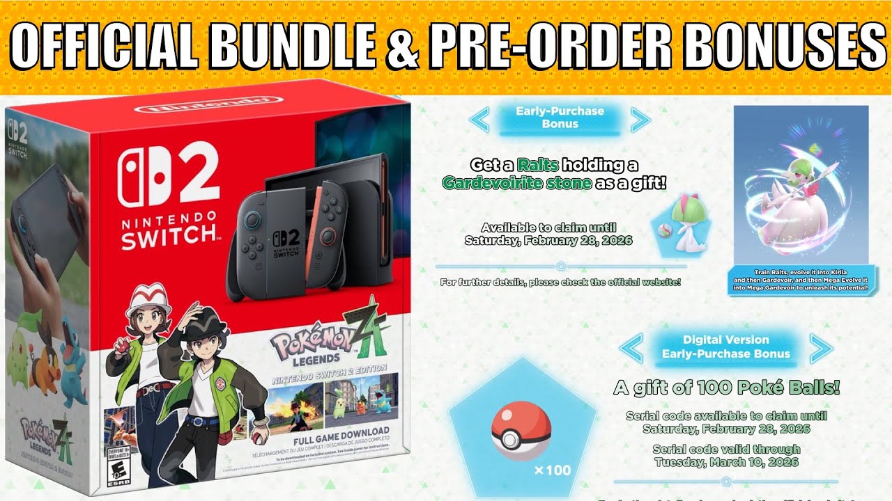 Pokémon Legends Z A Switch 2 Edition Bundle & Pre-Order Bonuses