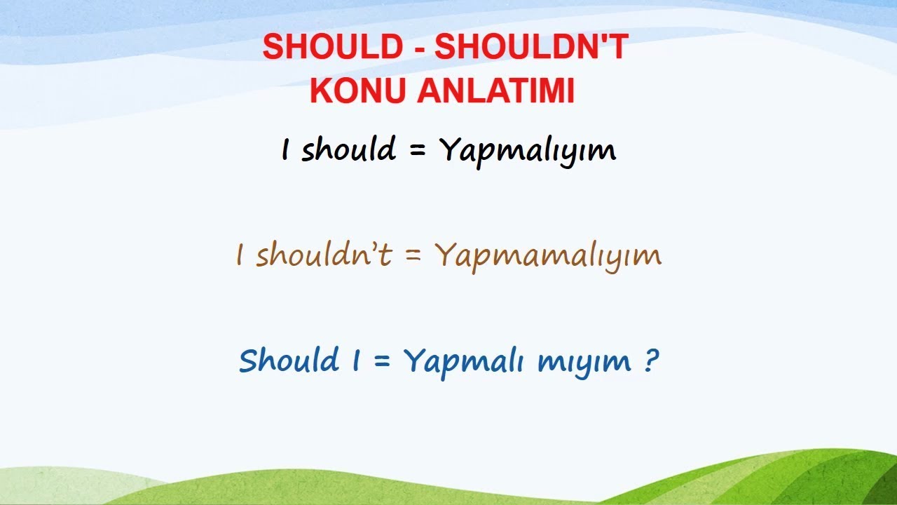 Should / Shouldn't Konu Anlatımı - meli / malı
